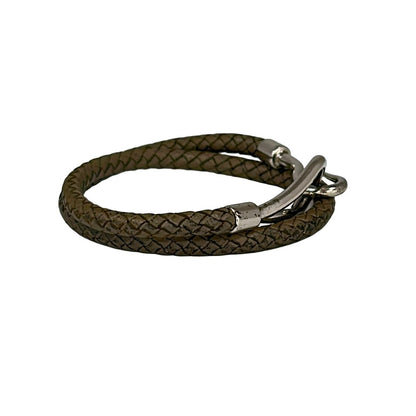 Hermes Bracelet Jumbo Leather Silver Gray Beige — view 2
