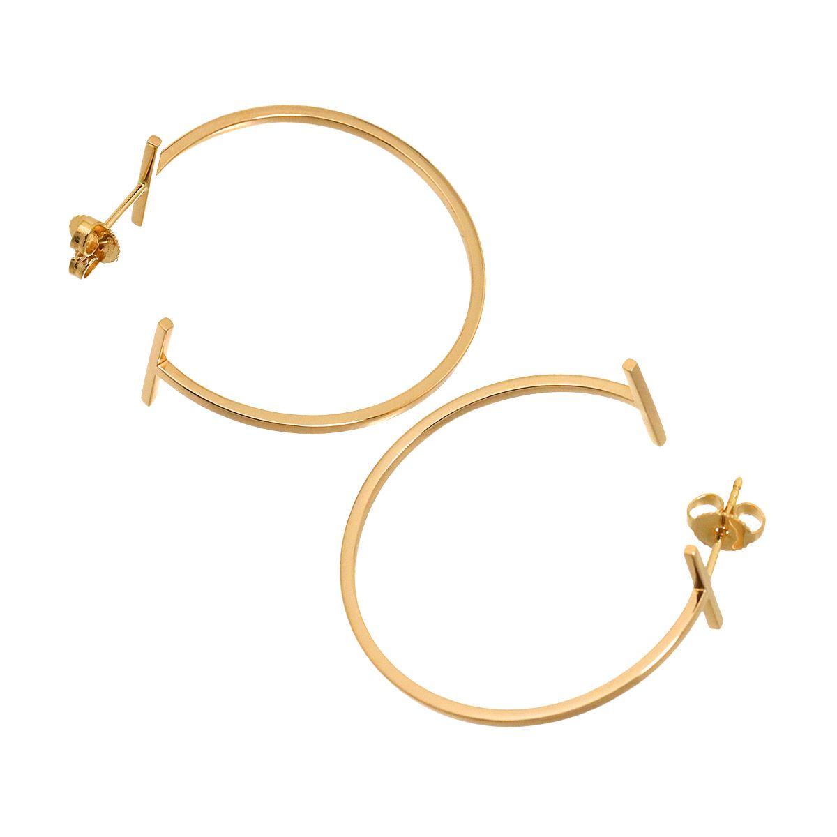 Tiffany & Co T Hoop Large Earrings 18k Pink Gold — view 3