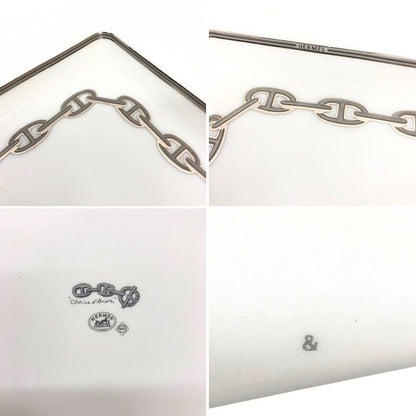 Hermes Chaine D'ancre Square Plate Tray Case Platinum Interior — view 3
