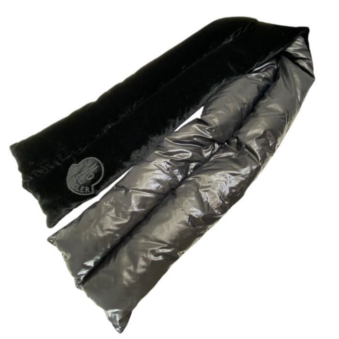 Moncler Velour Down Scarf Rayon Silk Black