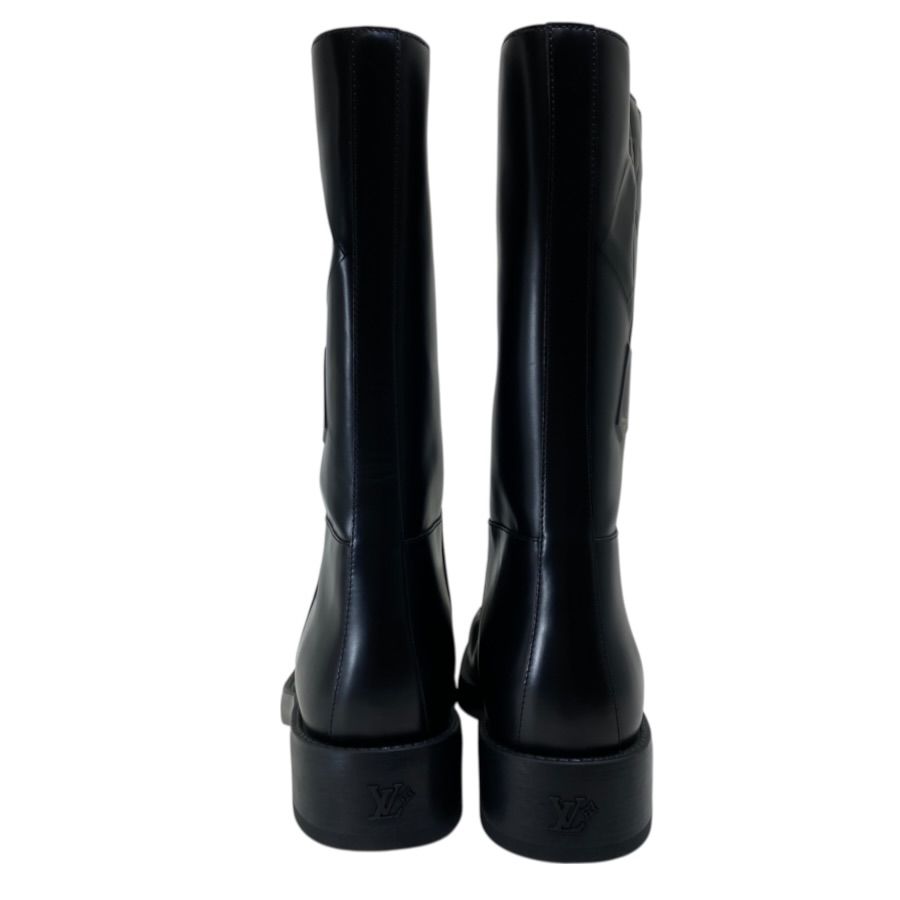 Louis Vuitton Long Boots Monogram Embossed Leather Black Shoes Casual — view 4