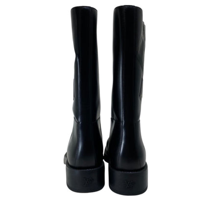 Louis Vuitton Long Boots Monogram Embossed Leather Black Shoes Casual — view 4