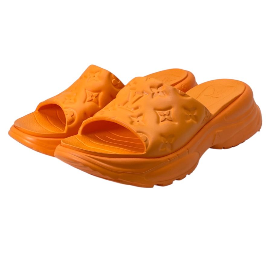 Louis Vuitton Pool 55 Line Sandals Monogram Embossed Rubber Orange