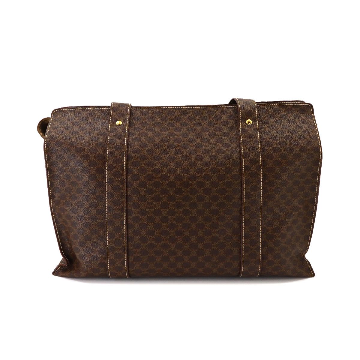 Celine Macadam Tote Bag Leather Brown Gold Vintage — view 2
