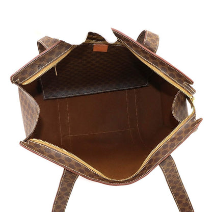 Celine Macadam Tote Bag Leather Brown Gold Vintage — view 6