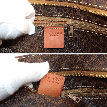 Celine Macadam Tote Bag Leather Brown Gold Vintage — view 7