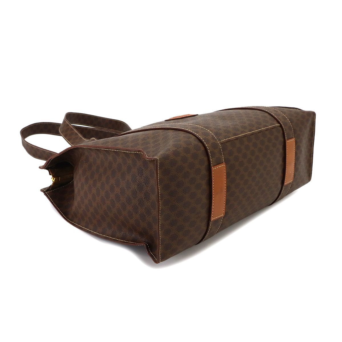 Celine Macadam Tote Bag Leather Brown Gold Vintage — view 4