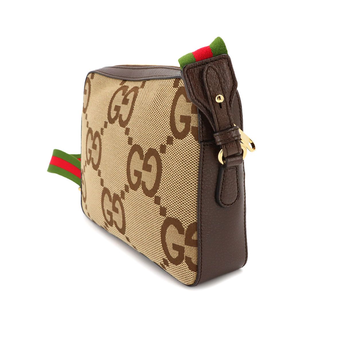 Gucci Jumbo GG Messenger Shoulder Bag Canvas Leather Camel Ebony — view 4