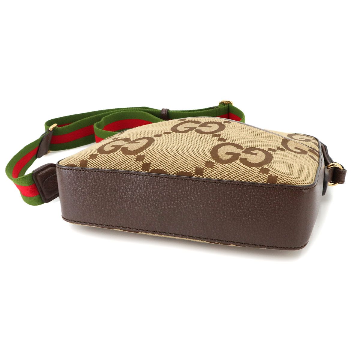 Gucci Jumbo GG Messenger Shoulder Bag Canvas Leather Camel Ebony — view 5
