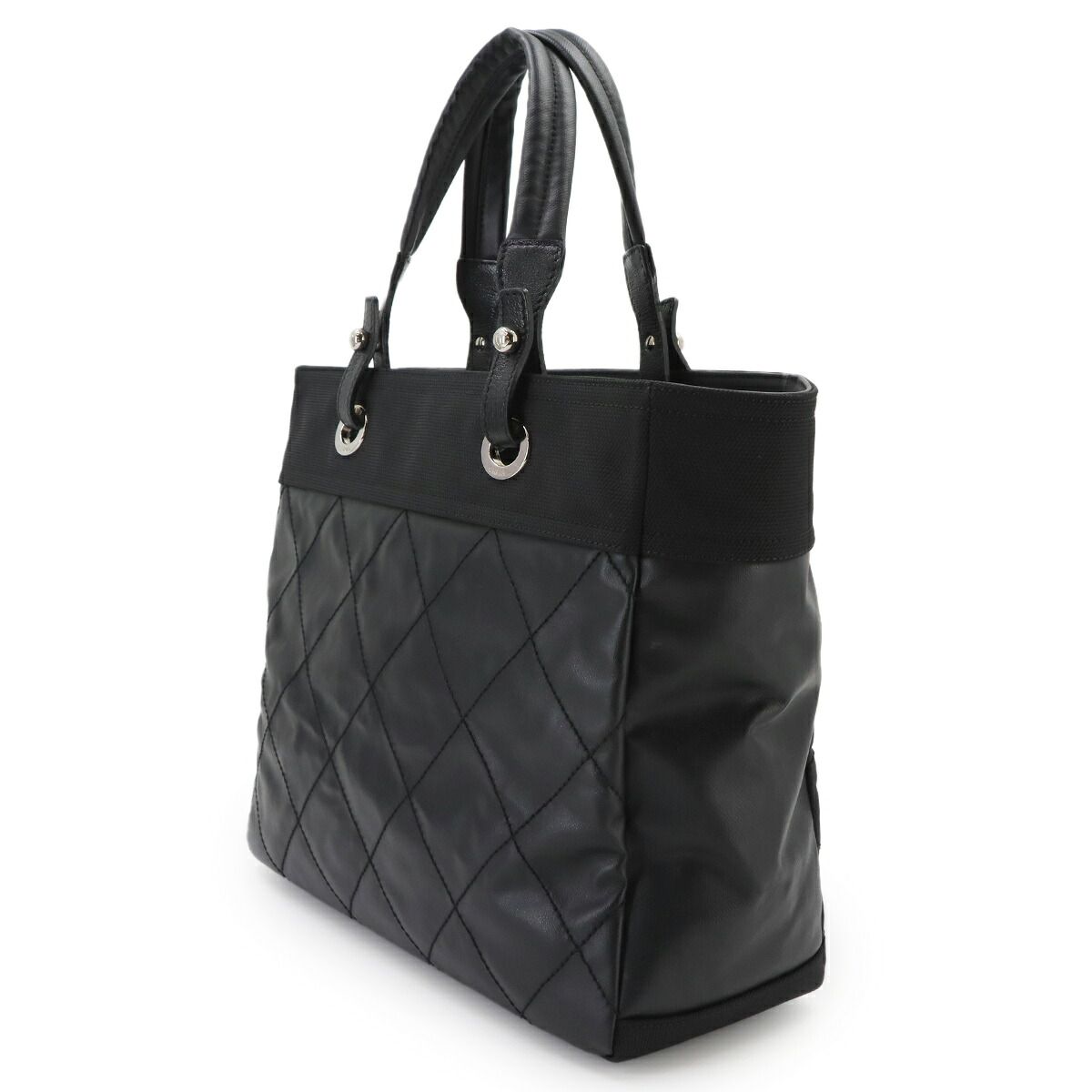 Chanel Paris Biarritz MM Tote Bag Canvas Nylon Black — view 4