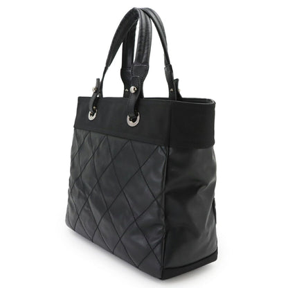 Chanel Paris Biarritz MM Tote Bag Canvas Nylon Black — view 4