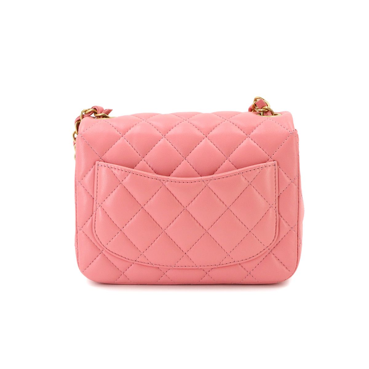 Chanel Mini Quilted Chain Shoulder Bag Lambskin Pink Gold — view 3