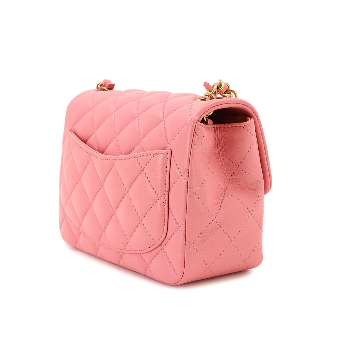 Chanel Mini Quilted Chain Shoulder Bag Lambskin Pink Gold — view 4