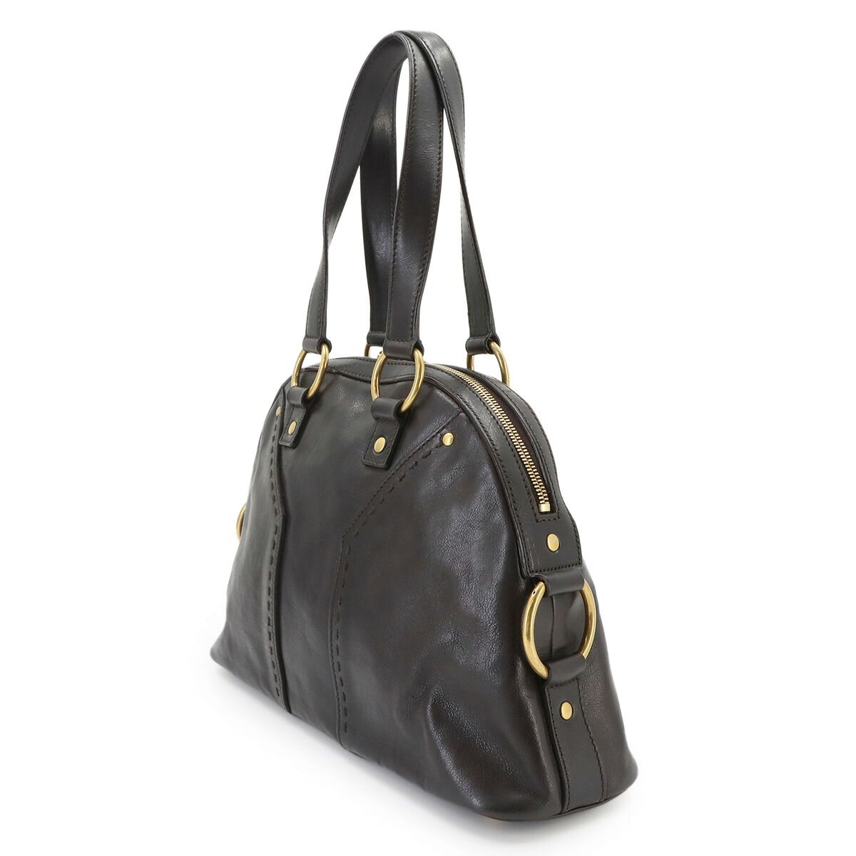Saint Laurent Muse Medium Hand Bag Leather Dark Brown Gold — view 3