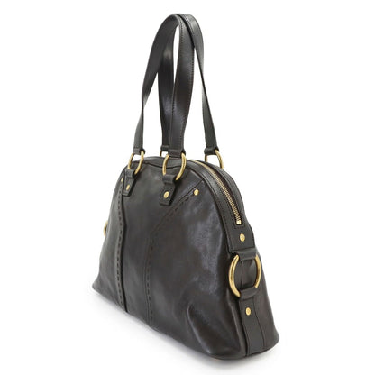 Saint Laurent Muse Medium Hand Bag Leather Dark Brown Gold — view 3