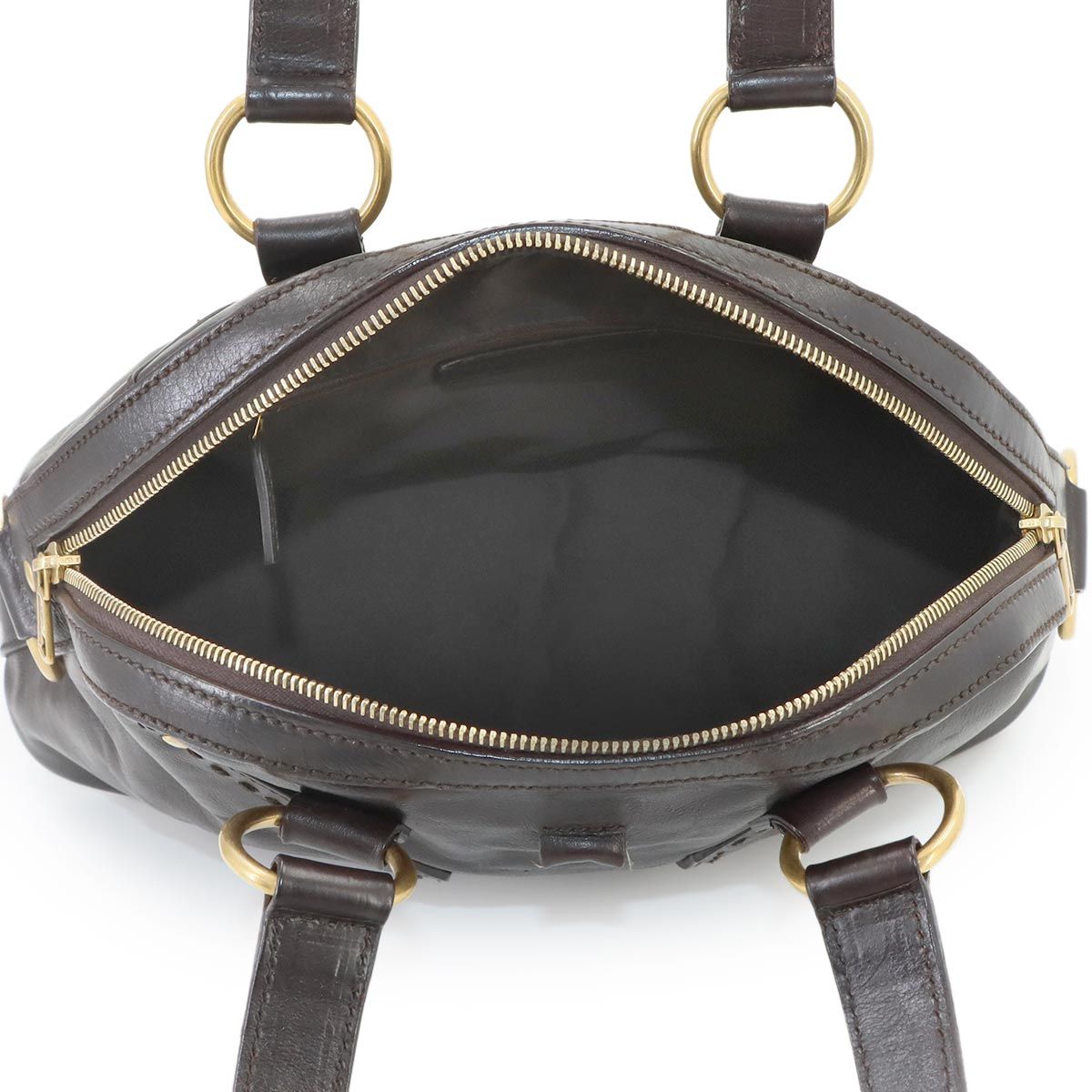 Saint Laurent Muse Medium Hand Bag Leather Dark Brown Gold — view 6
