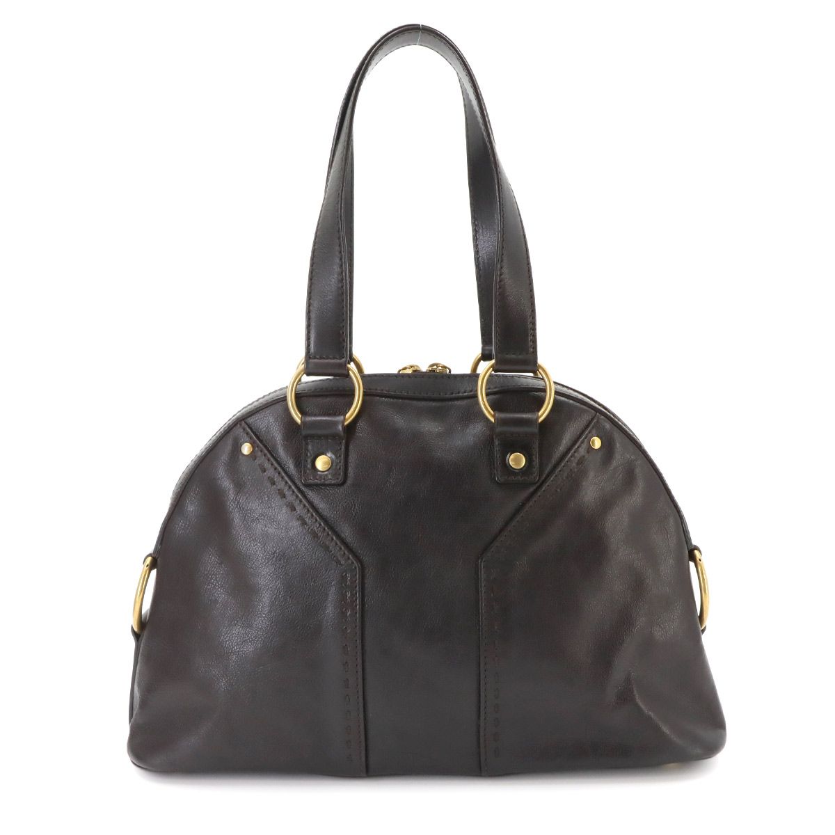 Saint Laurent Muse Medium Hand Bag Leather Dark Brown Gold — view 2