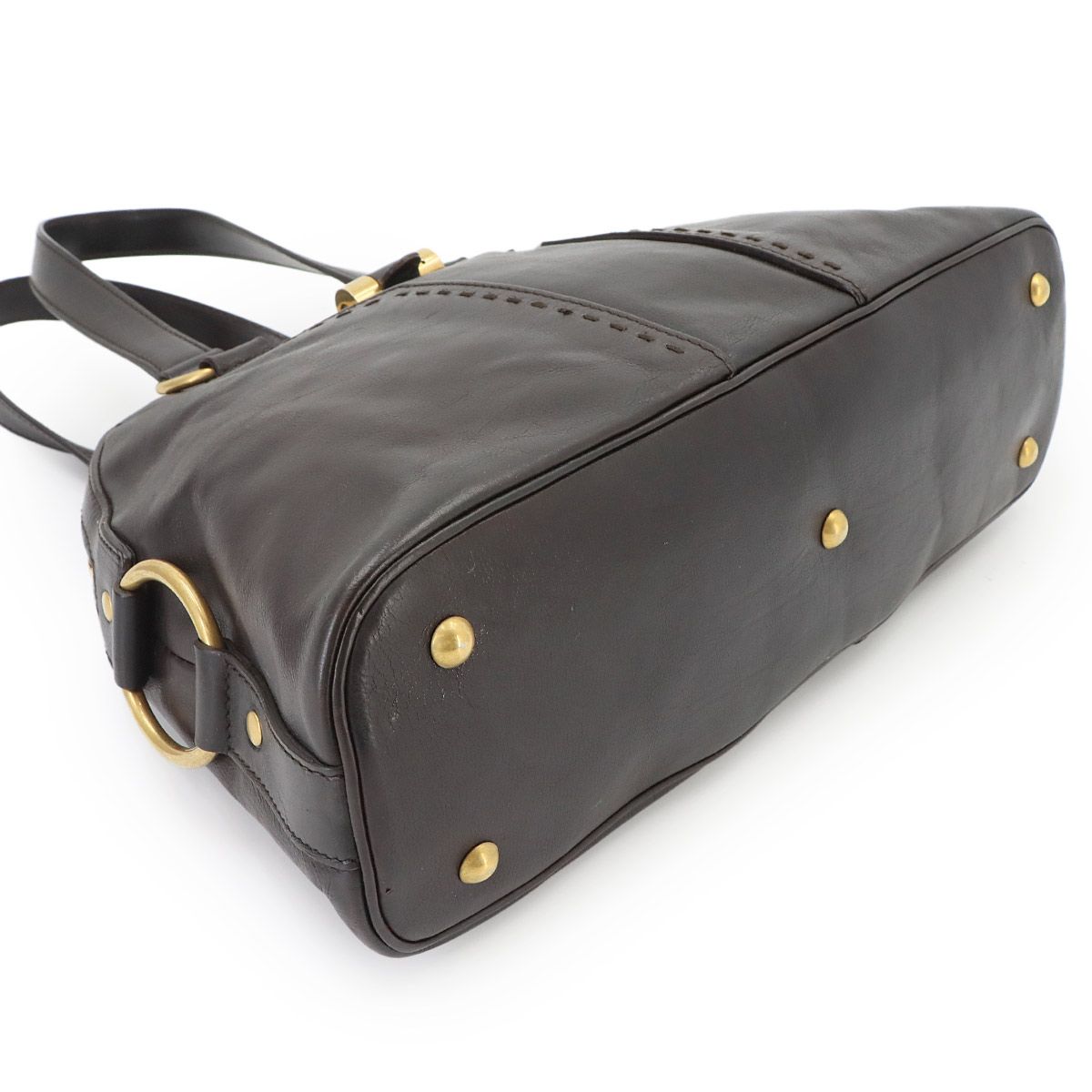 Saint Laurent Muse Medium Hand Bag Leather Dark Brown Gold — view 4