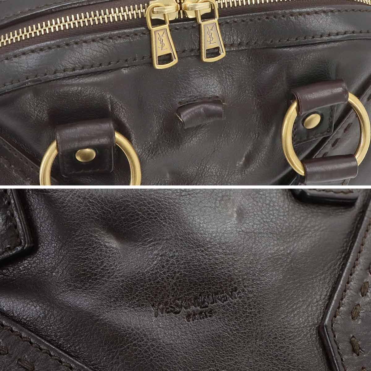 Saint Laurent Muse Medium Hand Bag Leather Dark Brown Gold — view 8