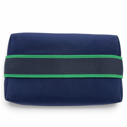 Hermes Brid-a-brac PM Silver Sellier H Logo Canvas Pouch Handbag Navy — view 4