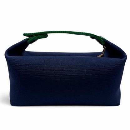 Hermes Brid-a-brac PM Silver Sellier H Logo Canvas Pouch Handbag Navy — view 2