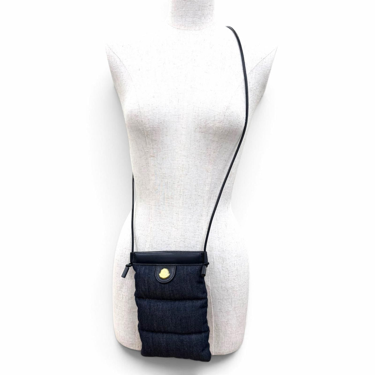 Moncler Puffy Phone Case Leather Logo Shoulder Bag Indigo — view 3