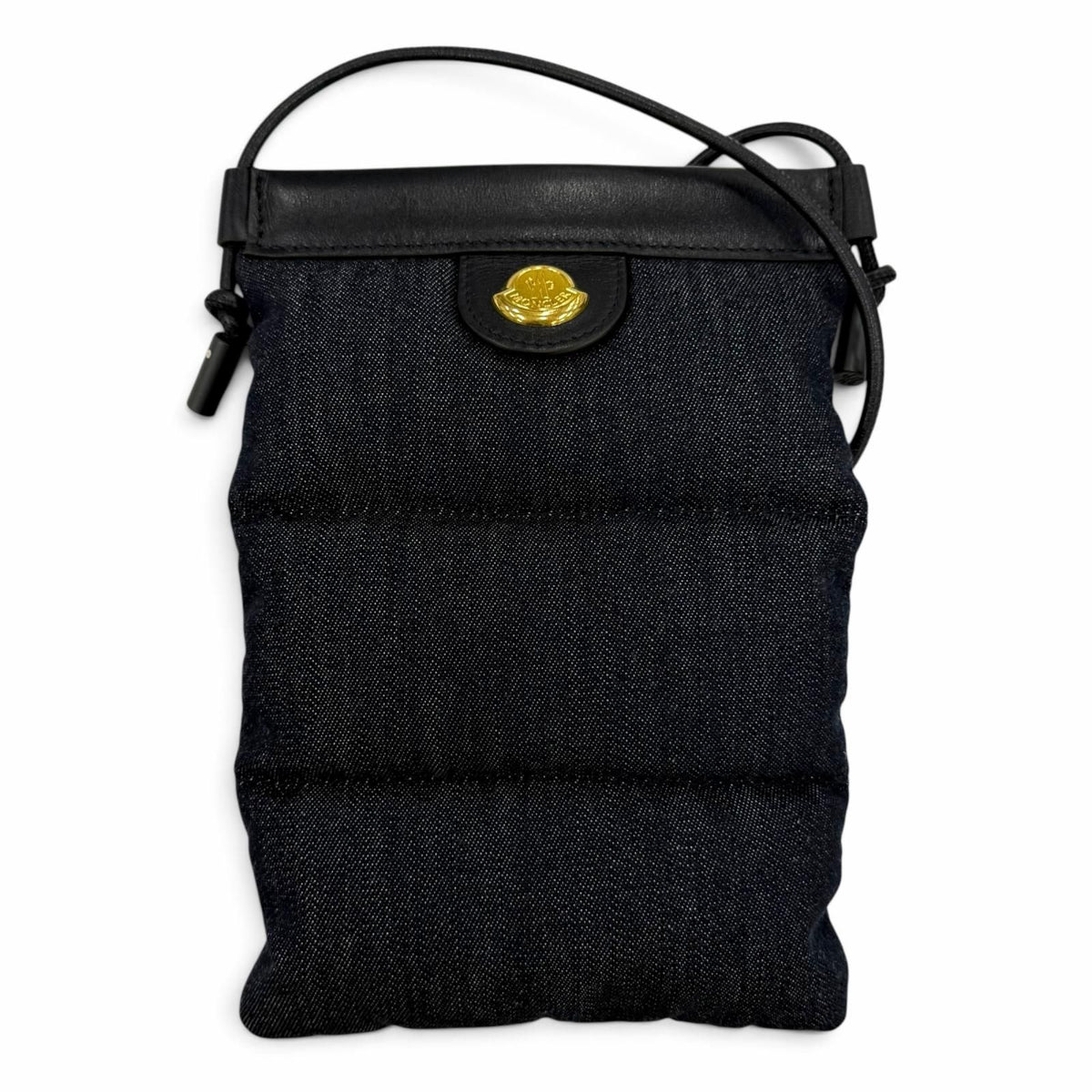 Moncler Puffy Phone Case Leather Logo Shoulder Bag Indigo