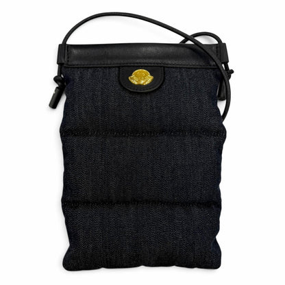 Moncler Puffy Phone Case Leather Logo Shoulder Bag Indigo