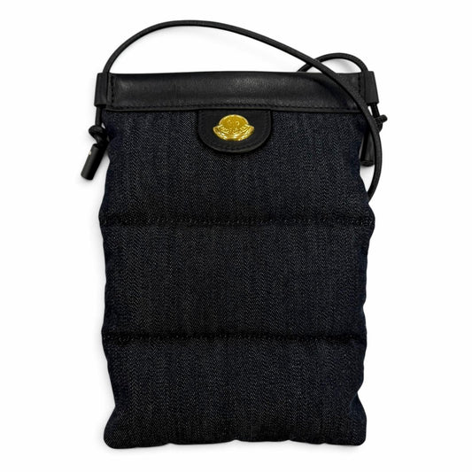 Moncler Puffy Phone Case Leather Logo Shoulder Bag Indigo