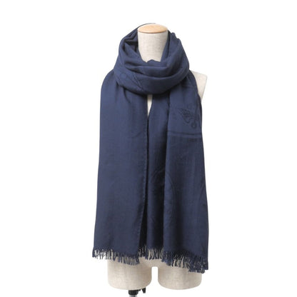 Hermes Shawl H Logo Cashmere Silk Large Fringe Scarf — view 2
