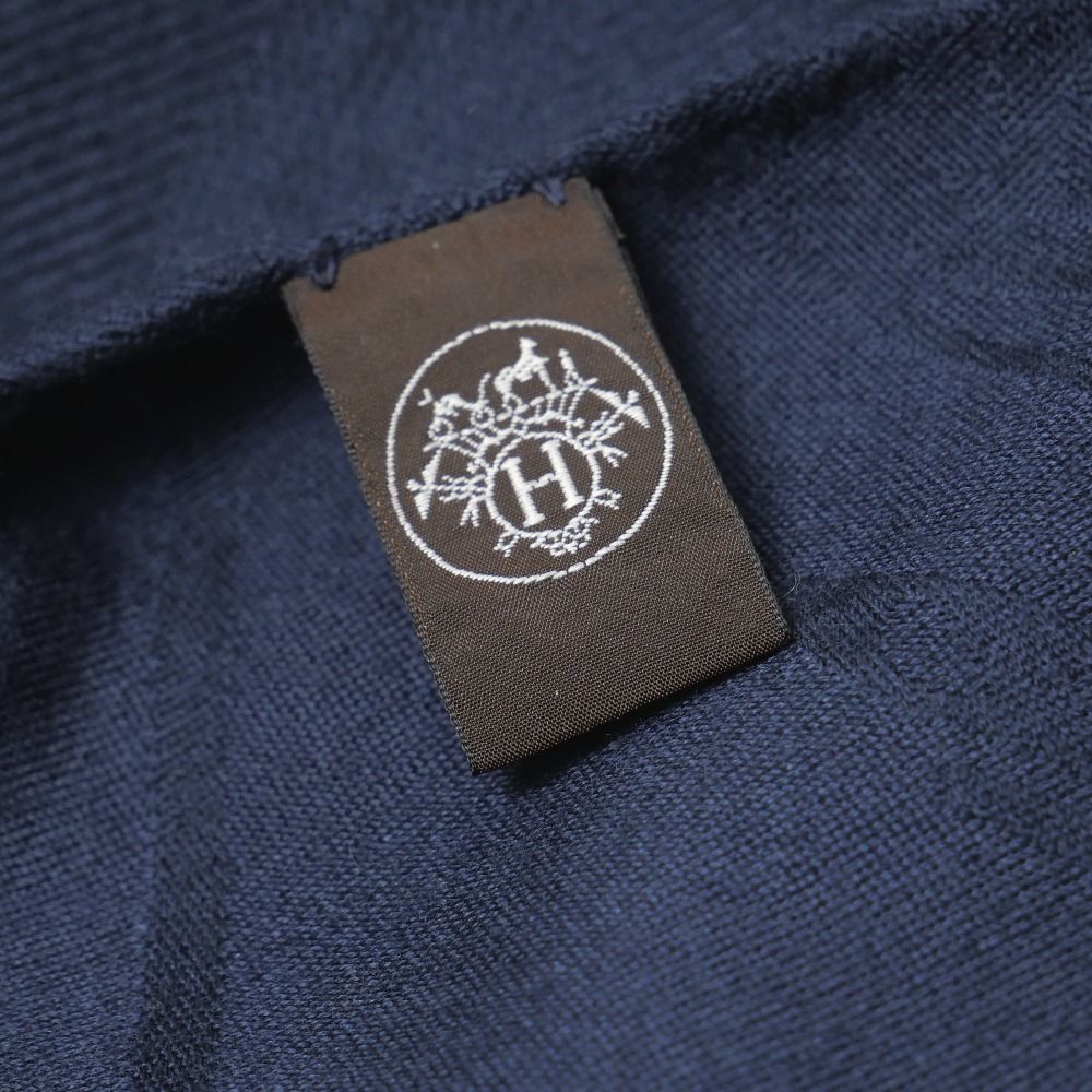 Hermes Shawl H Logo Cashmere Silk Large Fringe Scarf — view 6