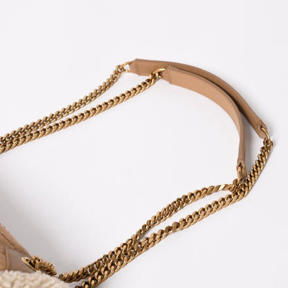 Saint Laurent Niki Shearling Shoulder Bag Brown Beige Gold — view 7