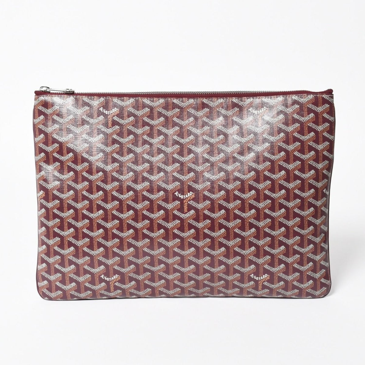 Goyard Senna GM Clutch Bordeaux Goyardine Canvas Silver