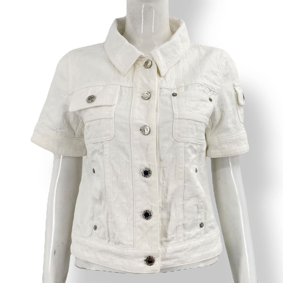 Louis Vuitton Jacket Short Sleeve Denim Monogram White