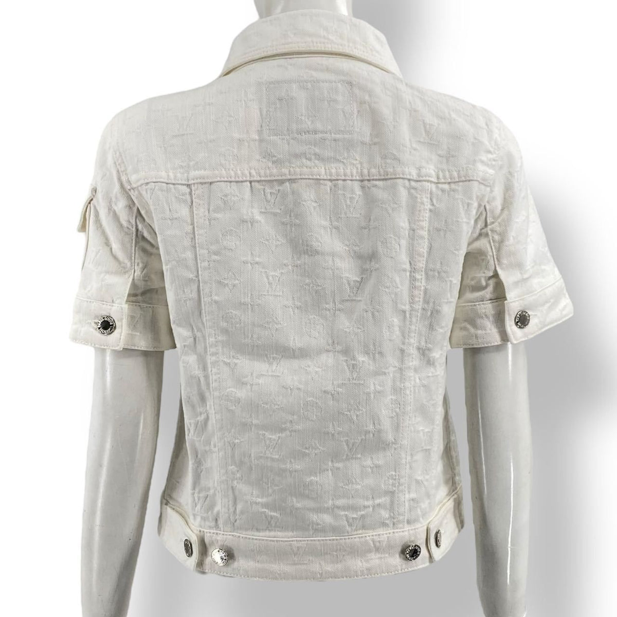 Louis Vuitton Jacket Short Sleeve Denim Monogram White — view 2