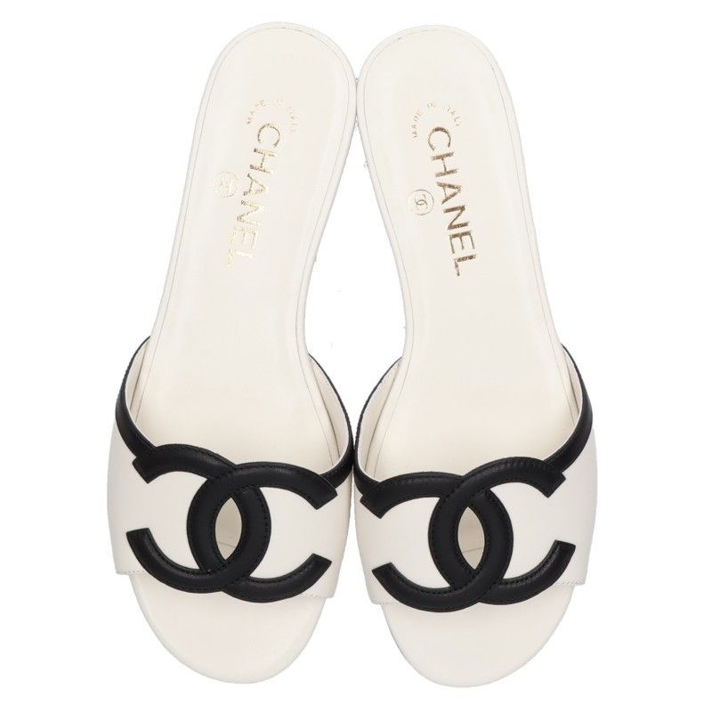 Chanel CC Logo Leather Sandals — view 4