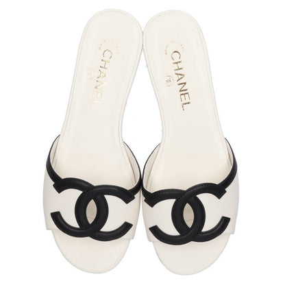 Chanel CC Logo Leather Sandals — view 4