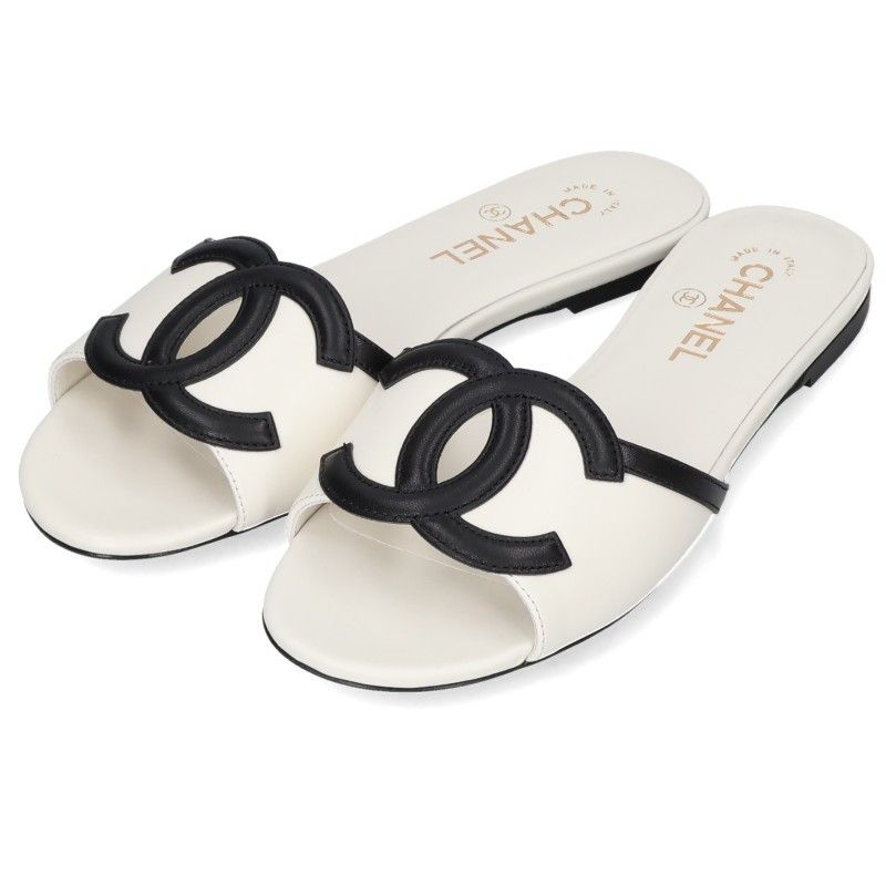 Chanel CC Logo Leather Sandals