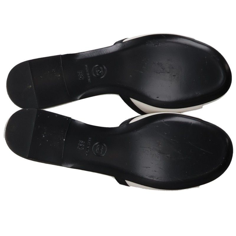 Chanel CC Logo Leather Sandals — view 3