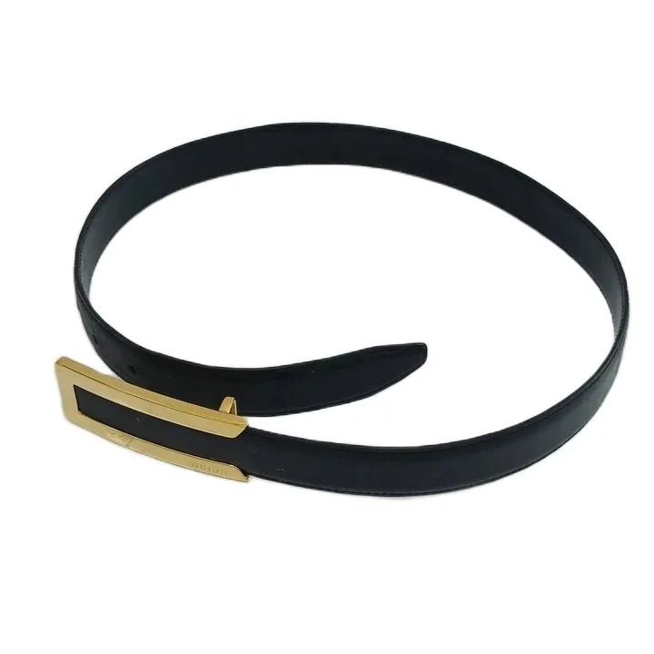 Gucci Belt Leather Buckle Square Logo Gold 70 28 Black — view 2