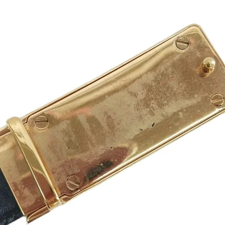 Gucci Belt Leather Buckle Square Logo Gold 70 28 Black — view 8
