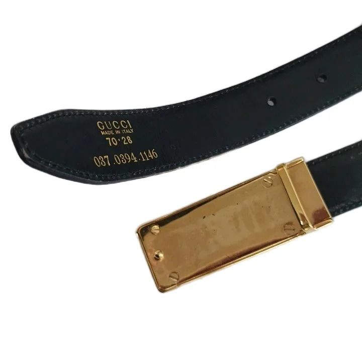 Gucci Belt Leather Buckle Square Logo Gold 70 28 Black — view 4