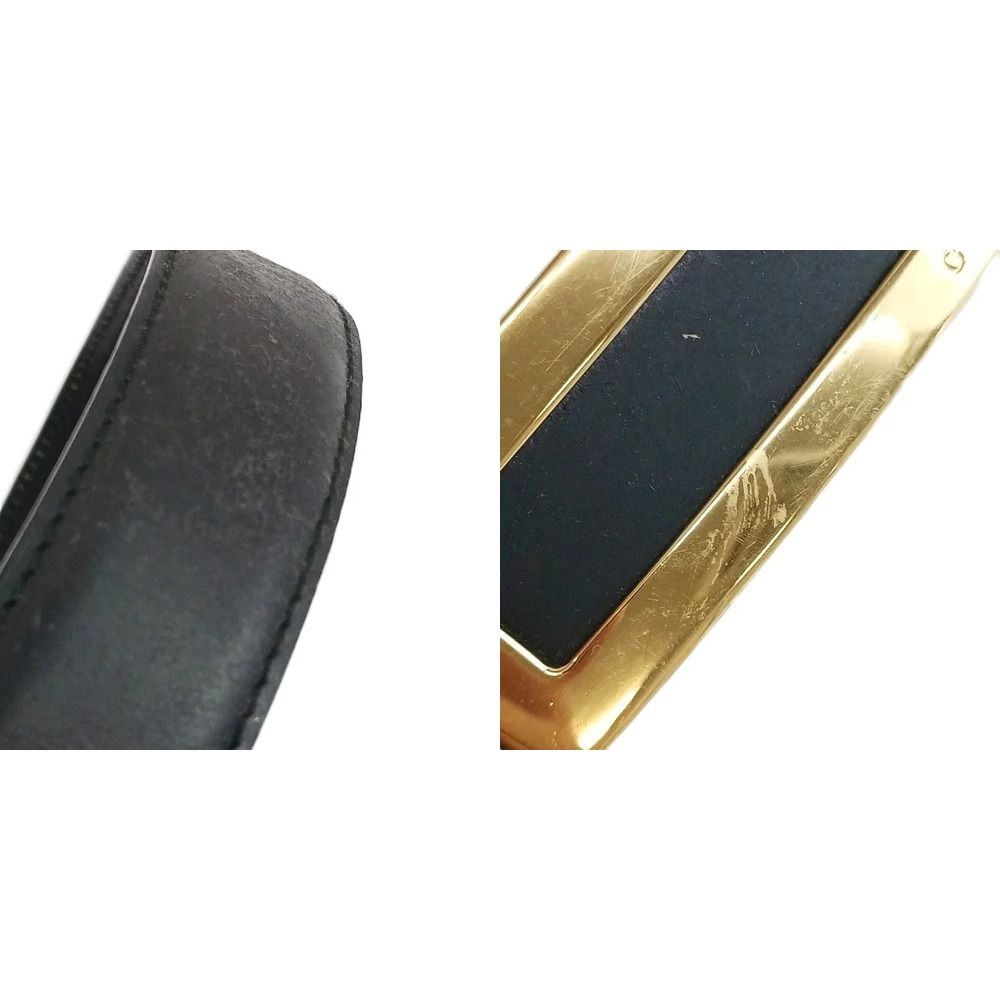 Gucci Belt Leather Buckle Square Logo Gold 70 28 Black — view 6