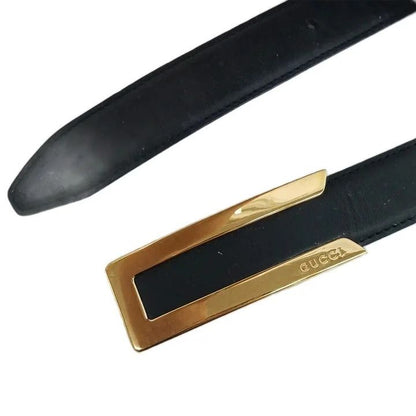 Gucci Belt Leather Buckle Square Logo Gold 70 28 Black — view 3