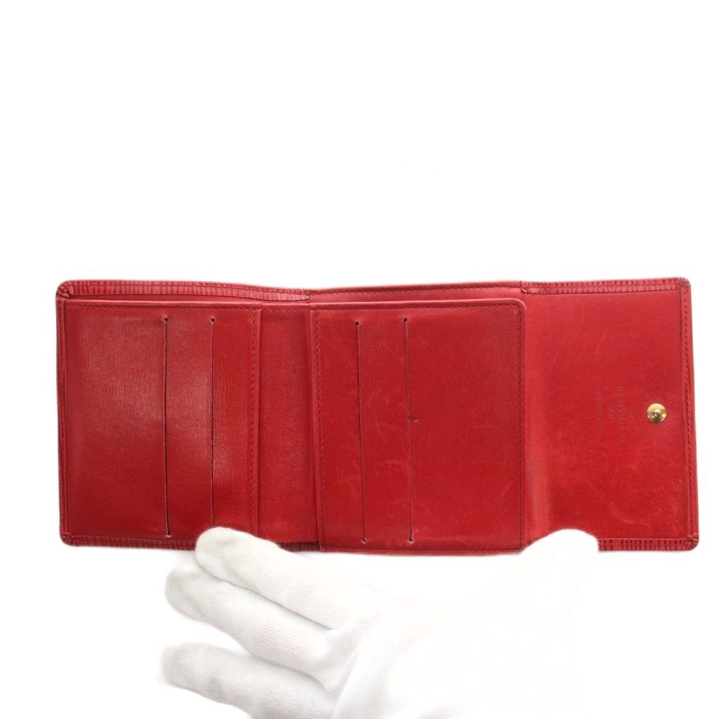Louis Vuitton Epi Trifold Wallet Coin Purse Leather LV Logo Red — view 5