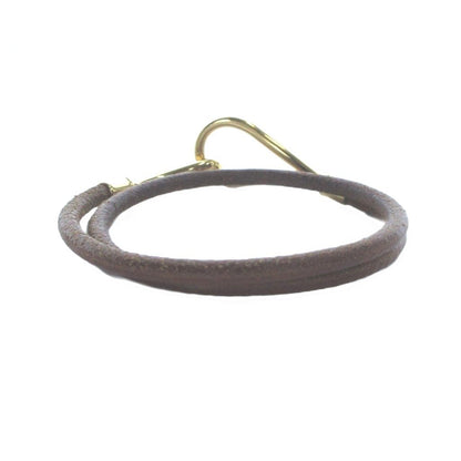 Hermes Bracelet Bangle Logo Leather Brown — view 3