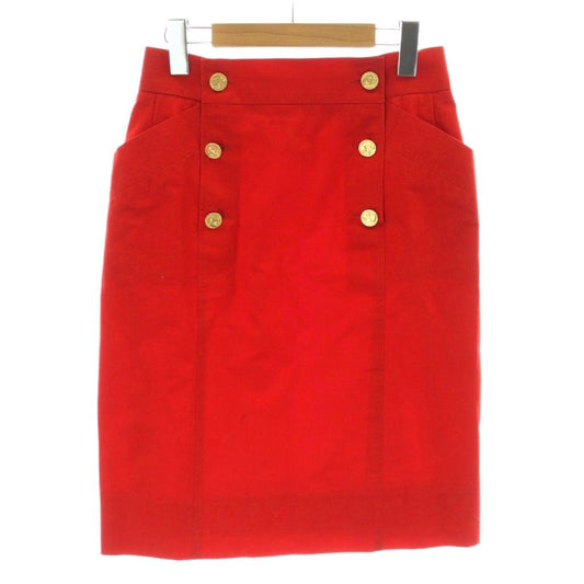 Chanel Boutique Skirt Knee-Length Cotton Fitted Red