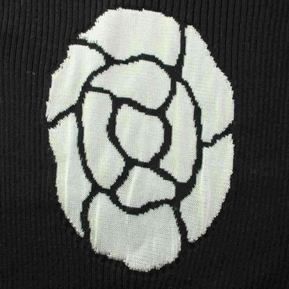 Chanel Rib Knit Sleeveless Top Cotton Silk Blend Camellia Black Sweater 42 — view 6