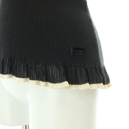 Chanel Rib Knit Sleeveless Top Cotton Silk Blend Camellia Black Sweater 42 — view 7