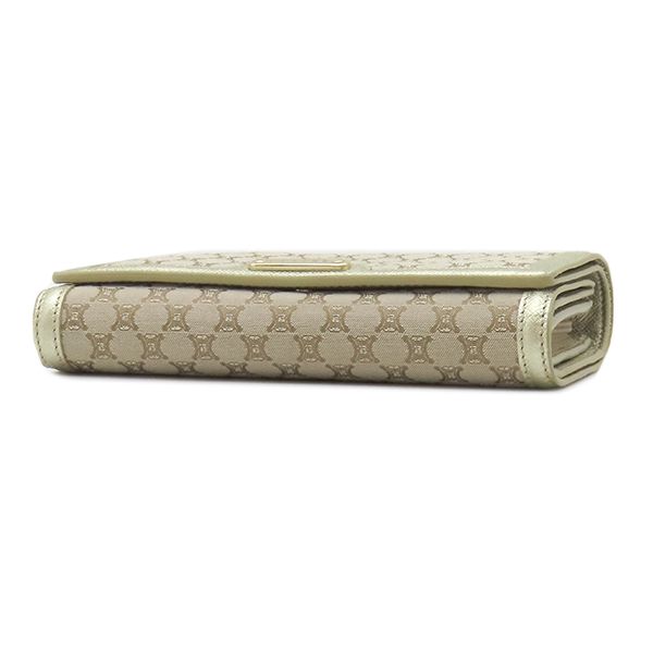 Celine Chain Wallet Macadam Canvas Leather Beige Gold Shoulder Bag — view 3